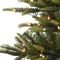 Puleo International 7.5 Foot Pre-Lit Aspen Fir Artificial Christmas Tree with 700 UL Listed Clear Lights Green 7.5' Aspen Fir with 700 Clear Lights