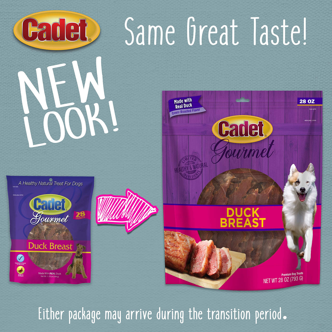 Cadet Gourmet Duck Breast Dog Treats - Healthy & Natural Dog Training Treats for Small & Large Dogs - Inspected & Tested in USA (28 oz.) 1.75 Pound (Pack of 1)