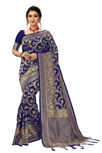 Nivah Fashion Women's  Banarasi Art Silk Saree with Blouse Piece