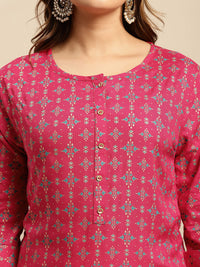 rangita Women Rayon Gold Printed Calf Length Straight Kurti