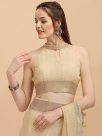 DUNGRANI Women's  Linen Saree With Blouse Piece