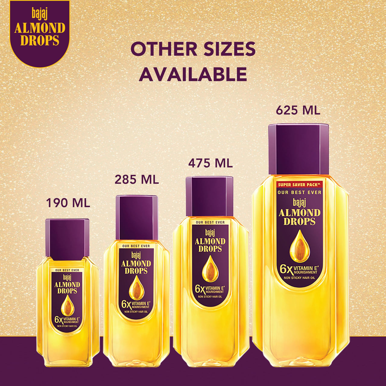 Bajaj Almond Drops Hair Oil, 625ml, Hair Oil, 6X Vitamin E, Almond Oil, Light and Non-Sticky, Hair Fall Control