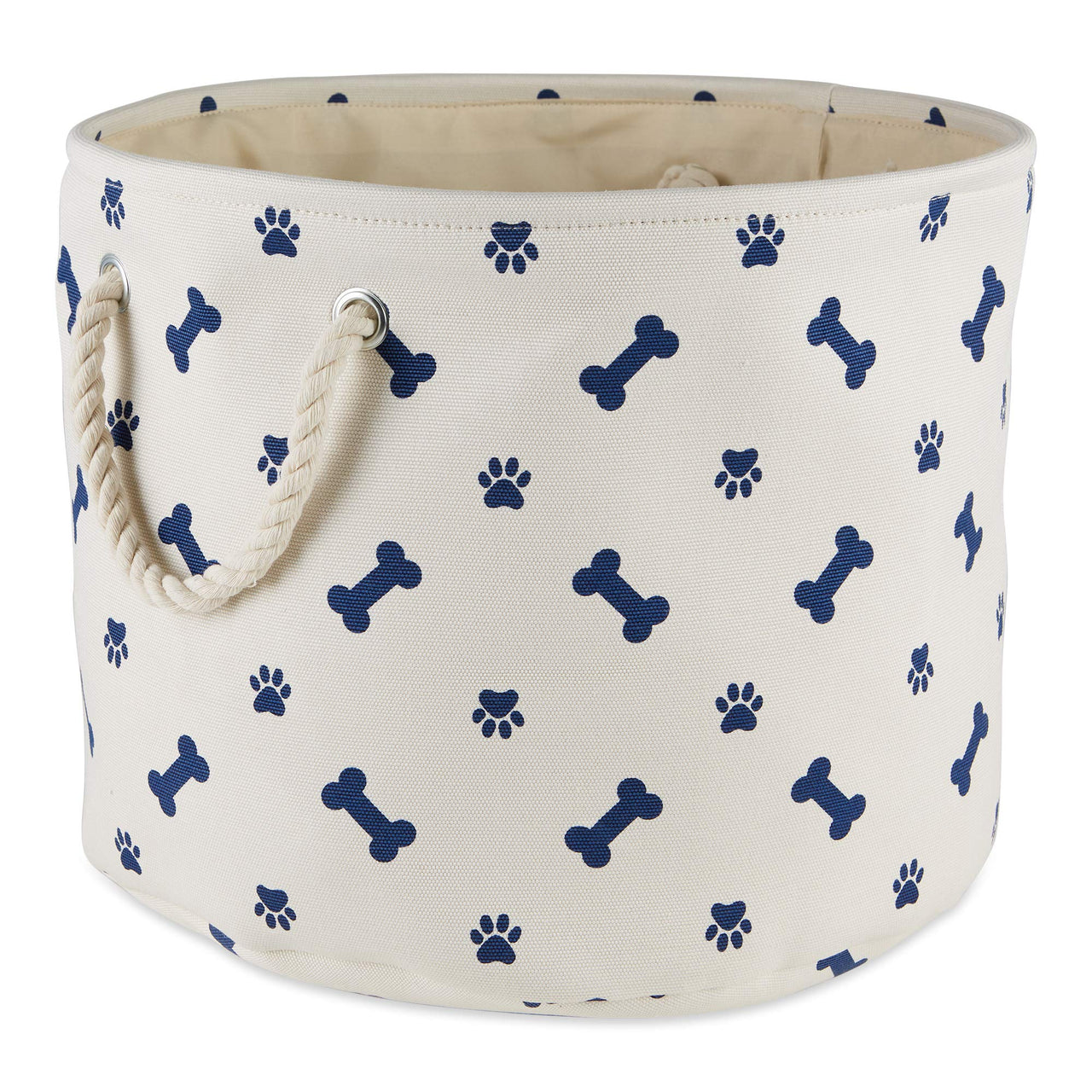 Bone Dry 5511 Pet Storage Collection Paw and Bone Print, Medium Round, Nautical Blue Medium Round, 12x15x15"