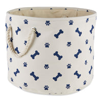 Bone Dry 5511 Pet Storage Collection Paw and Bone Print, Medium Round, Nautical Blue Medium Round, 12x15x15