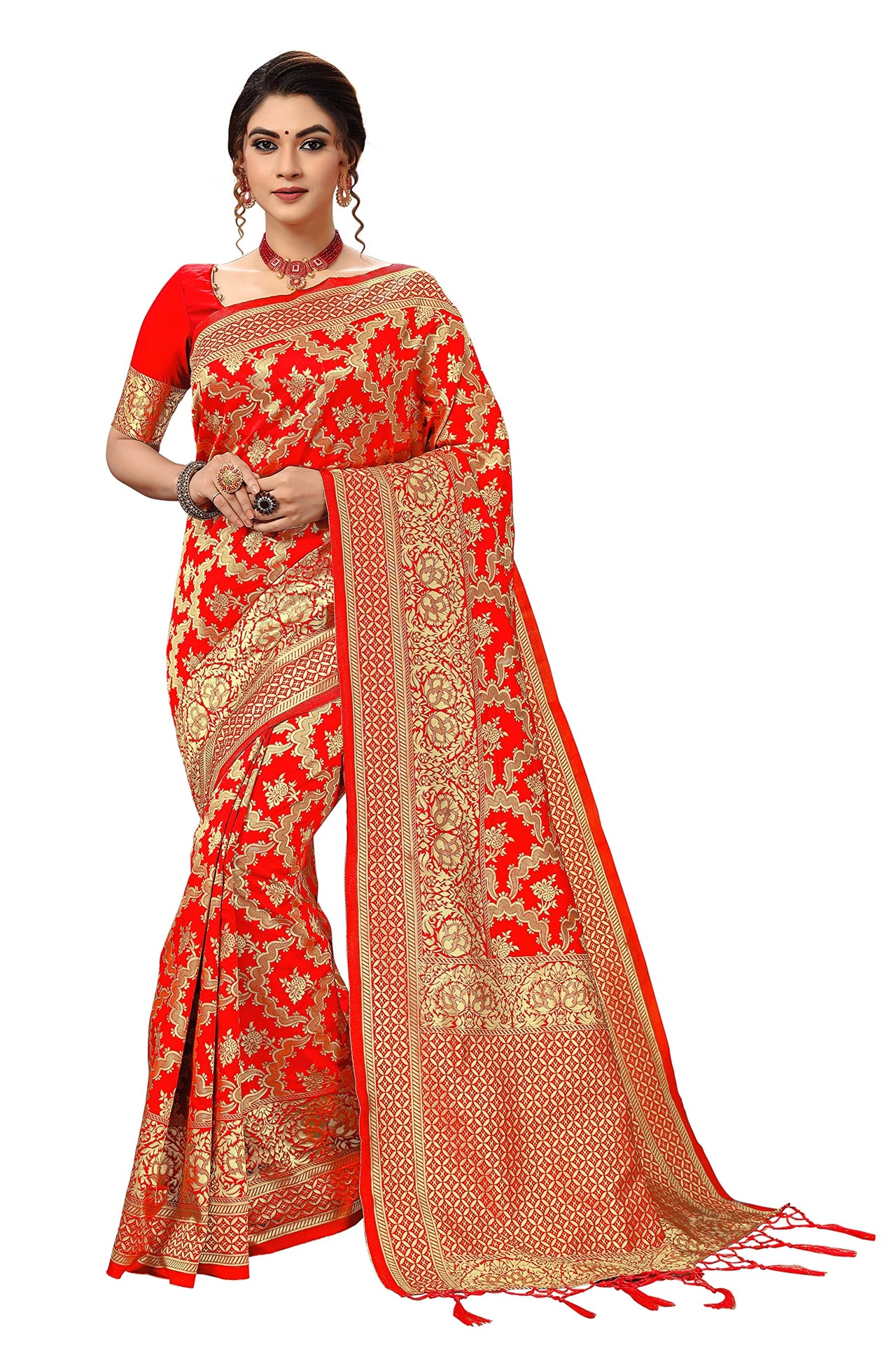 Nivah Fashion Women's  Banarasi Art Silk Saree with Blouse Piece