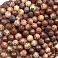 ABCGEMS Wood-Eye Jasper Beads (Exquisite Matrix- Mohs Hardness 7) Healing Energy Crystal Stone Ideal for Bracelet Necklace Ring DIY Jewelry Making Men Women Smooth Round Tiny 6mm Wood Eye Jasper