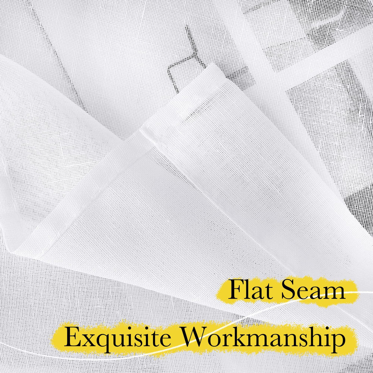 NICETOWN Kitchen Window Curtains, Rod Pocket Semi Sheer Linen Drapes Short Small Curtains Privacy Protection with Light Filtering for Bathroom/Cafe, White, W42 x 45", 2 Panels W42 x L45 *White