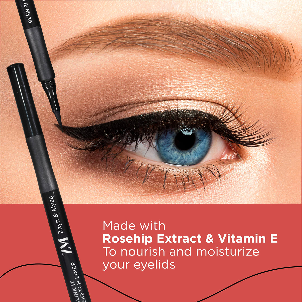 ZM Sketch Eyeliner, Flexi-tip Applicator, Quick-drying Formula, Long-lasting Eye Makeup, Jet Black, 1.6ml