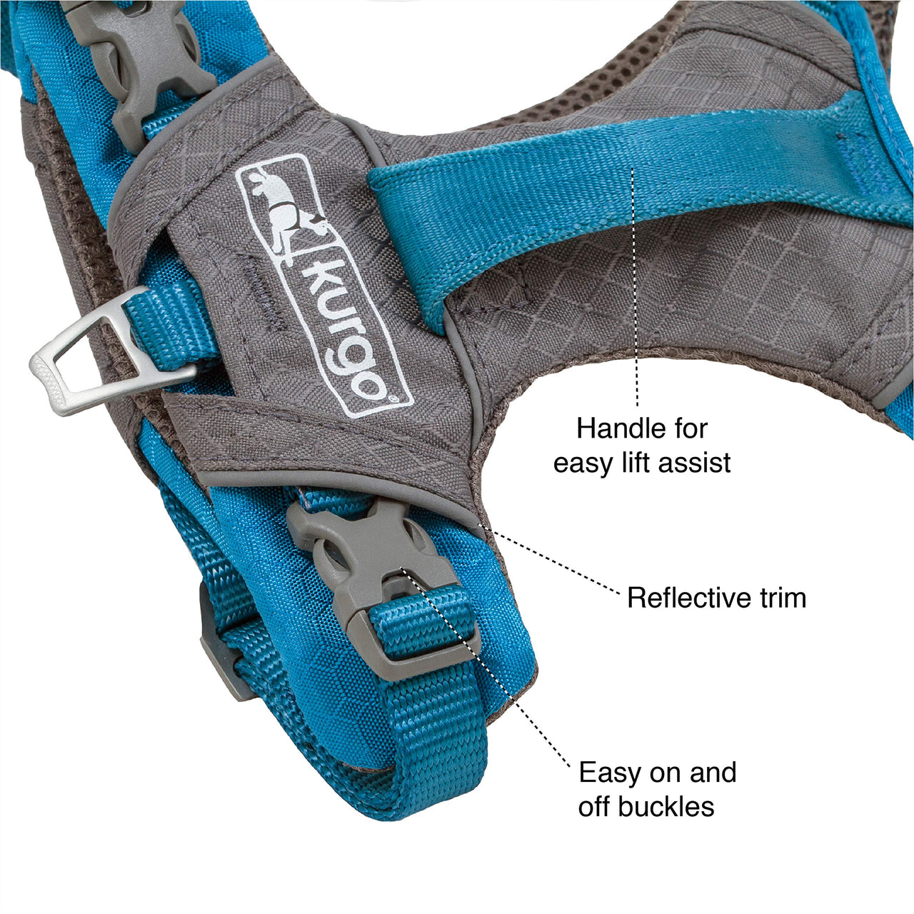 Kurgo Dog Harness for Medium, & Small Active Dogs, Pet Hiking Harness for Running & Walking, Everyday Harnesses for Pets, Reflective, Journey Air, Red/Grey 2018, Large