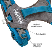 Kurgo Dog Harness for Medium, & Small Active Dogs, Pet Hiking Harness for Running & Walking, Everyday Harnesses for Pets, Reflective, Journey Air, Red/Grey 2018, Large