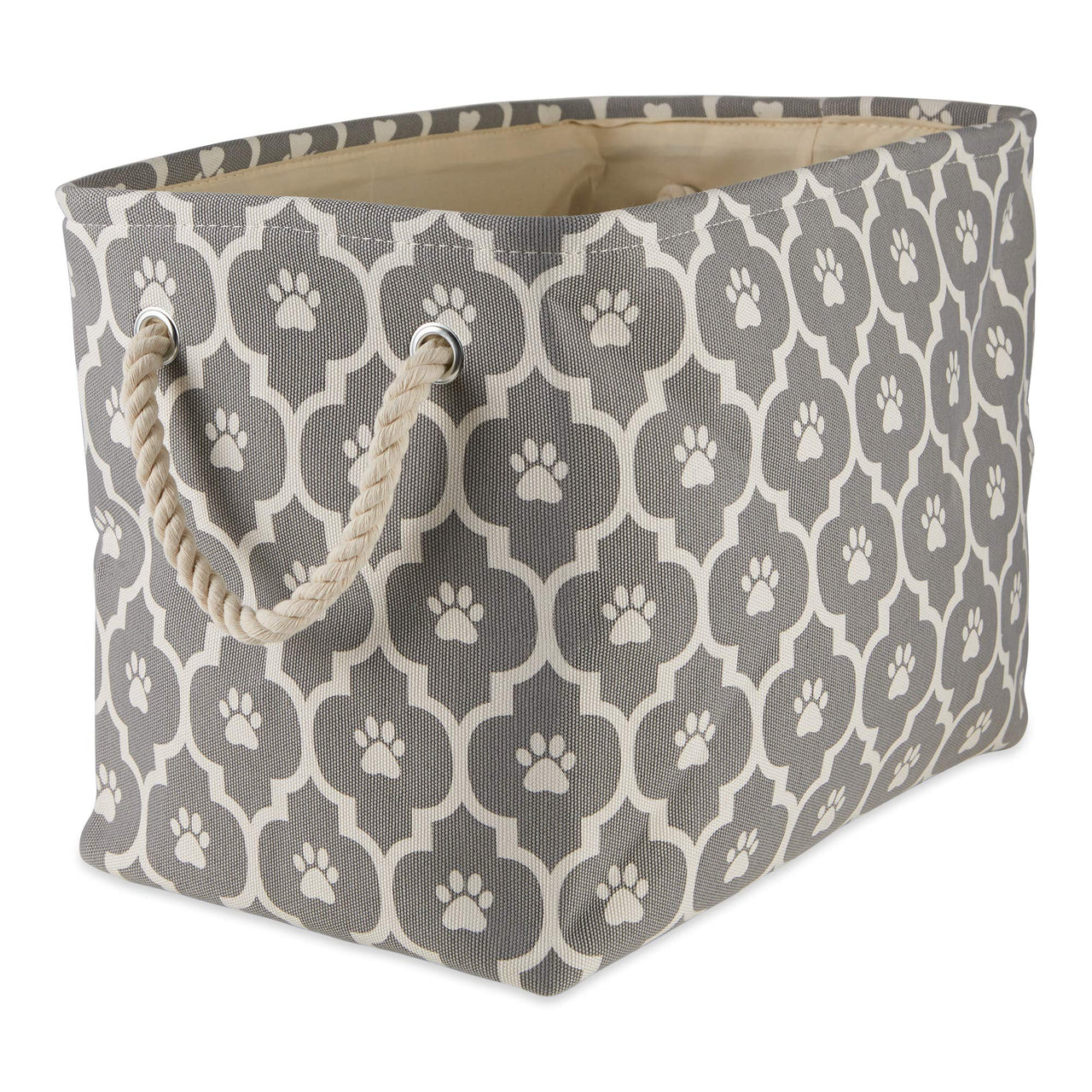 Bone Dry Pet Storage Collection Lattice Paw Print, Small Rectangle, Gray