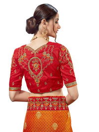 MANOHARI Women's  Silk Blend Saree With Blouse Piece