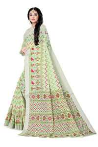 DHRUVI TRENDZ Women's  Cotton Silk Printed Banarasi Patola Silk Blend saree women with Blouse Piece (Orange)