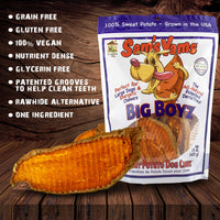 Sams Yams Sweet Potato Dog Treats, Healthy Dog Treats for Large Dogs - Sweet Potato Dog Treats Made in USA, High Fiber, Vegan Dental Chews - Big Boyz, Sweet Potato Dog Chewz, 15oz (Single Pack) 15 Ounce (Pack of 1)