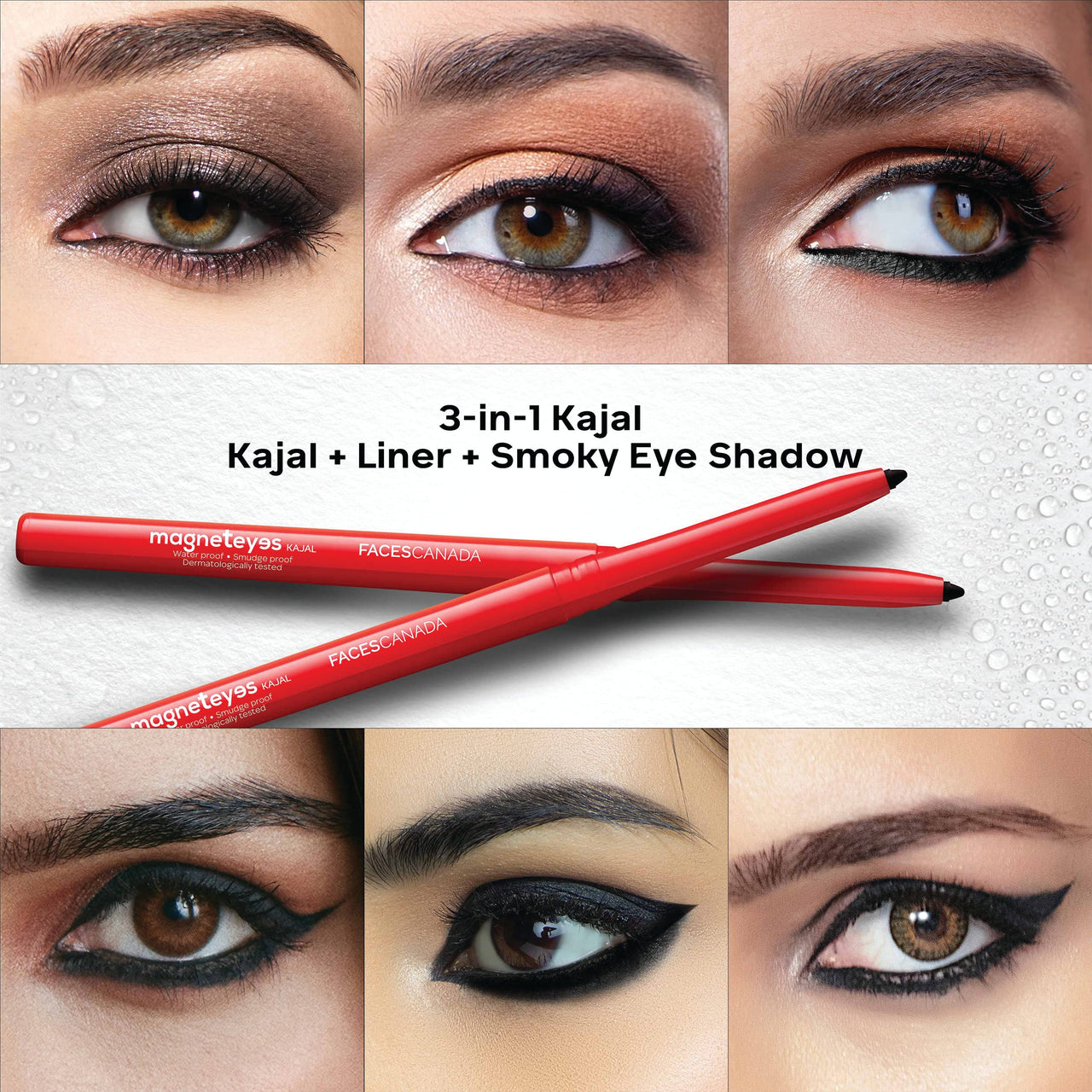 FACES CANADA Face & Eyes Duo| Strobe Cream - Rose Gold (30 ml) & Magneteyes Kajal - Black (0.35 gm) | Highlighter Glow | Waterproof & Smudgeproof