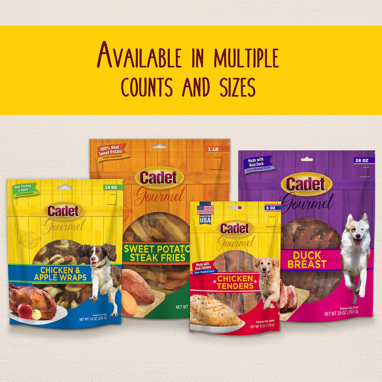 Cadet Gourmet Sweet Potato & Duck Wraps Dog Treats - Healthy & Natural Duck & Sweet Potato Dog Training Treats for Small & Large Dogs - Inspected & Tested in USA (14 oz). 14 Ounce (Pack of 1)