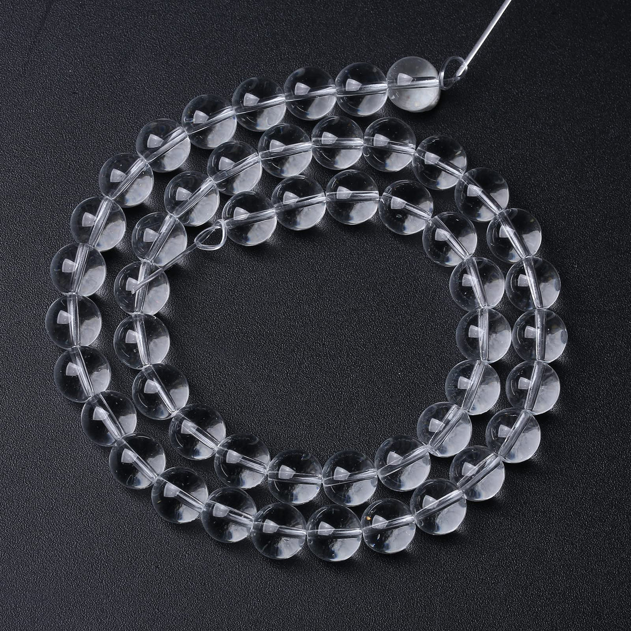 46PCS 8mm White Crystal Quartz Glass Beads Natural Stone Round Loose Beads for Jewelry Making DIY Bracelet Necklace 15 Inch ,Energy Stone Healing Power (8mm, White Crystal Glass)
