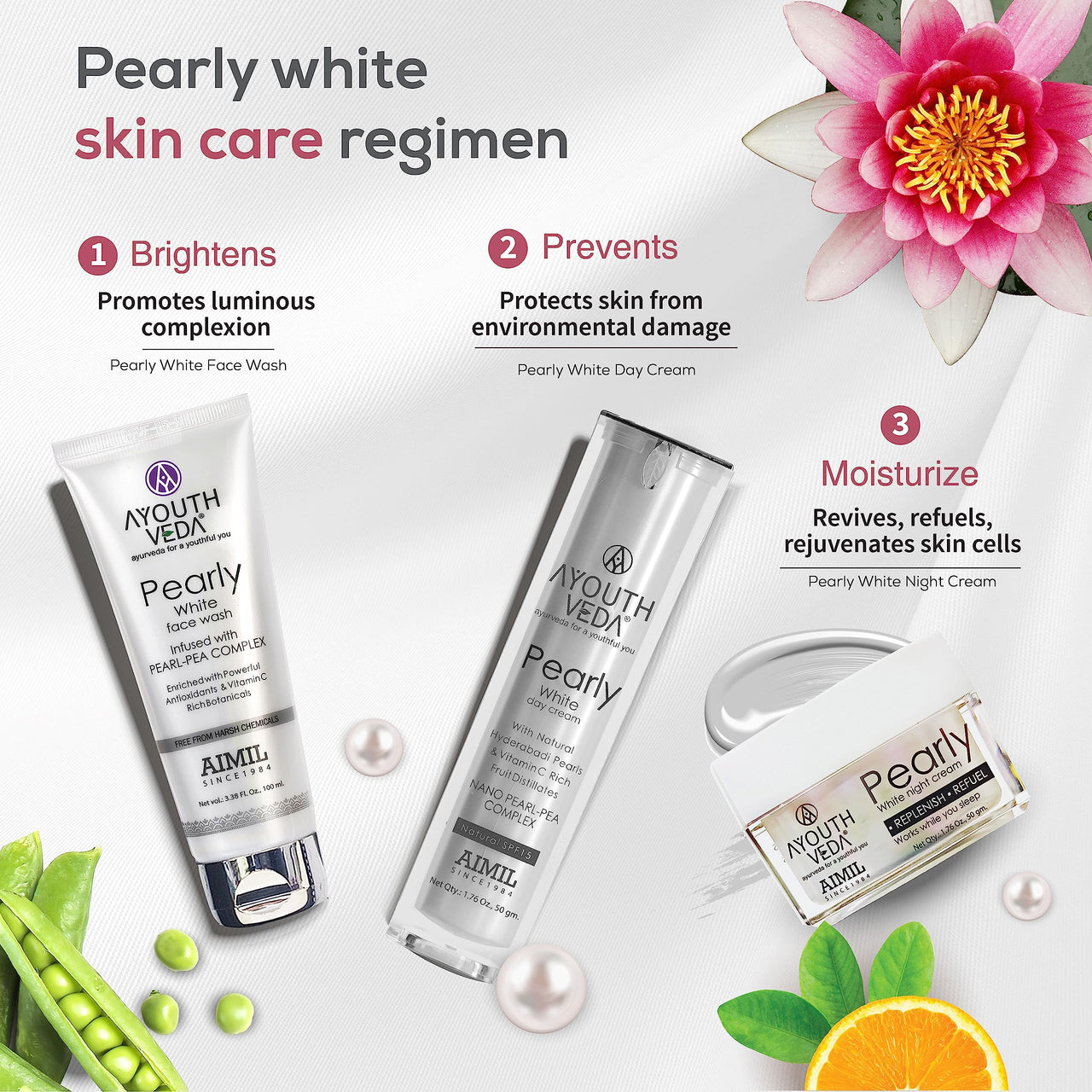 Ayouthveda Pearly White Face Wash for Glowing & Radiant Skin| Enriched With Anti-oxidants & Vitamin C| Suitable For Normal & Oily Skin| Men & Women Daily face wash(Pack Of 3-100ml each)