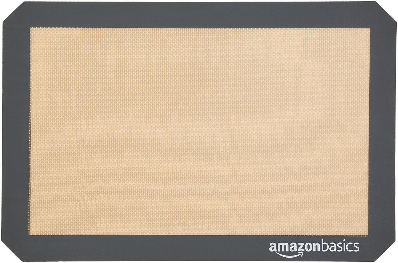 Basics Rectangular Silicone, Non-Stick, Food Safe Baking Mat, Pack of 3, Beige/Gray, 16.5" x 11.6" 3-Pack Baking Mats