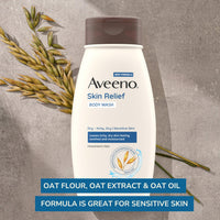 Aveeno Active Naturals Fragrance Free Skin Relief Body Wash, Soothing Oatmeal, 18 Ounce
