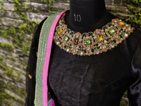 Zeel Clothing Women's  Velvet & Silk Semi stitched Lehenga Choli (7005-ZC_Black_Free Size)