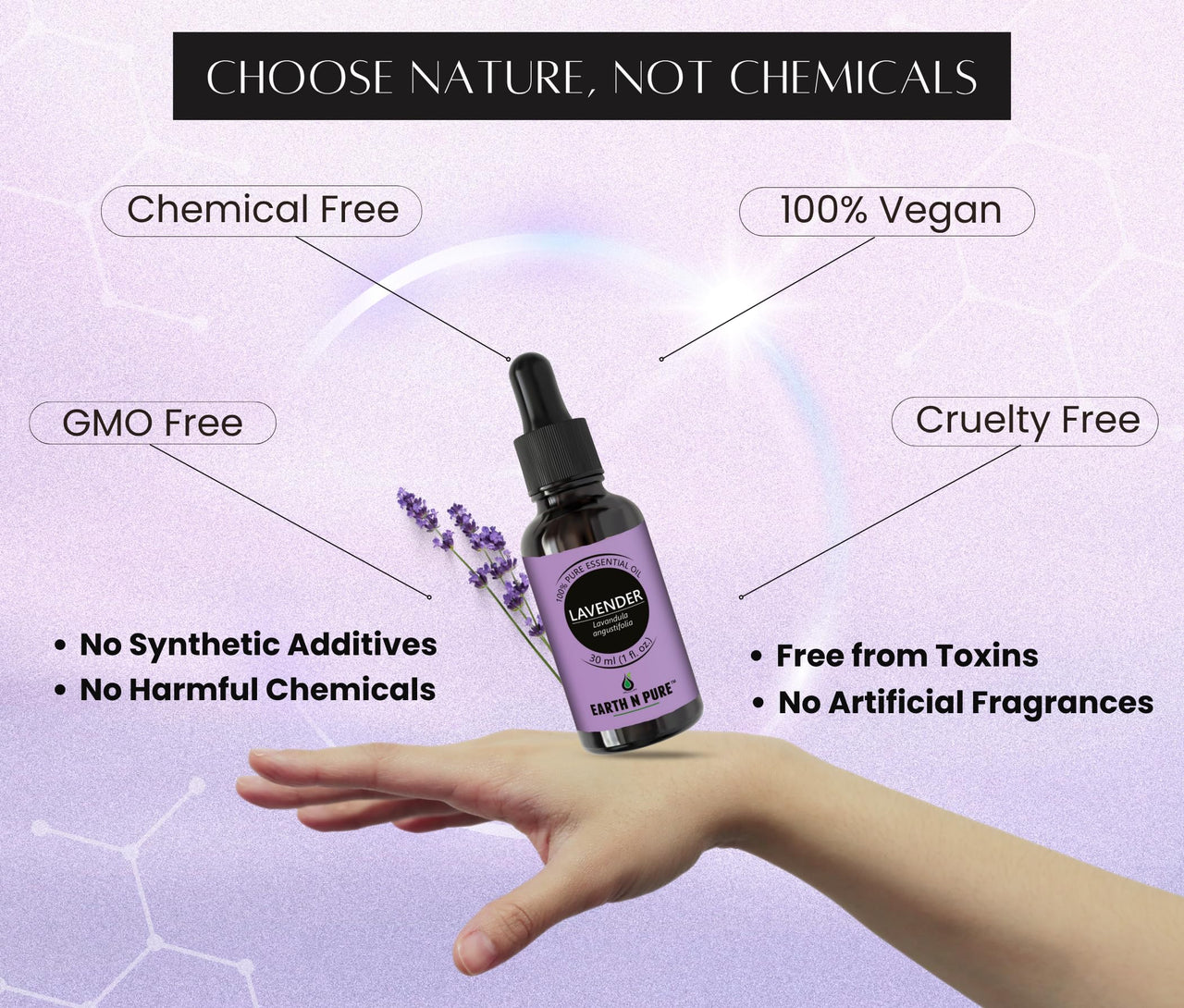 Earth N Pure Lavender Essential Oil Natural and Therapeutic Grade with Glass Dropper -15 ml