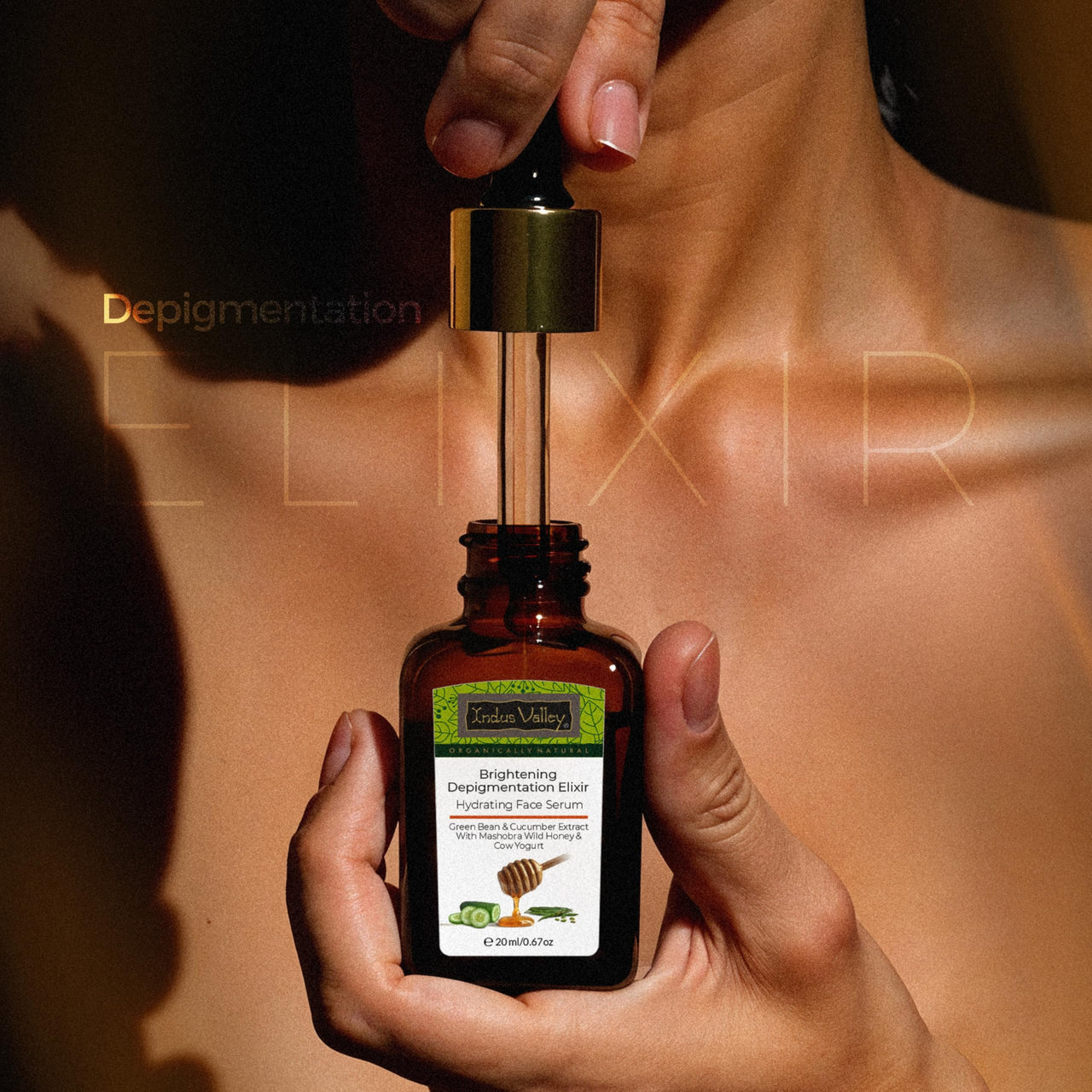 INDUS VALLEY Brightening Depigmentation Elixir Hydrating Face Serum with Cow Yogurt, Mashobra Wild Honey & Greenbean Extract | Reduces Pigmentation, Dark Spots & Dullness - 20ml