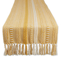 DII Farmhouse Braided Stripe Table Runner Collection, 15x72 (15x77, Fringe Included), Honey Gold 15x72