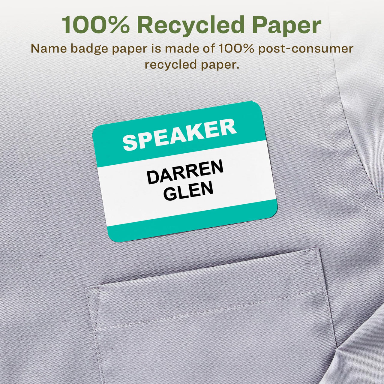 Avery EcoFriendly Recycled Name Tags, 2-1/3" x 3-3/8", White, Removable Adhesive, 80 Printable Name Badges (48395)