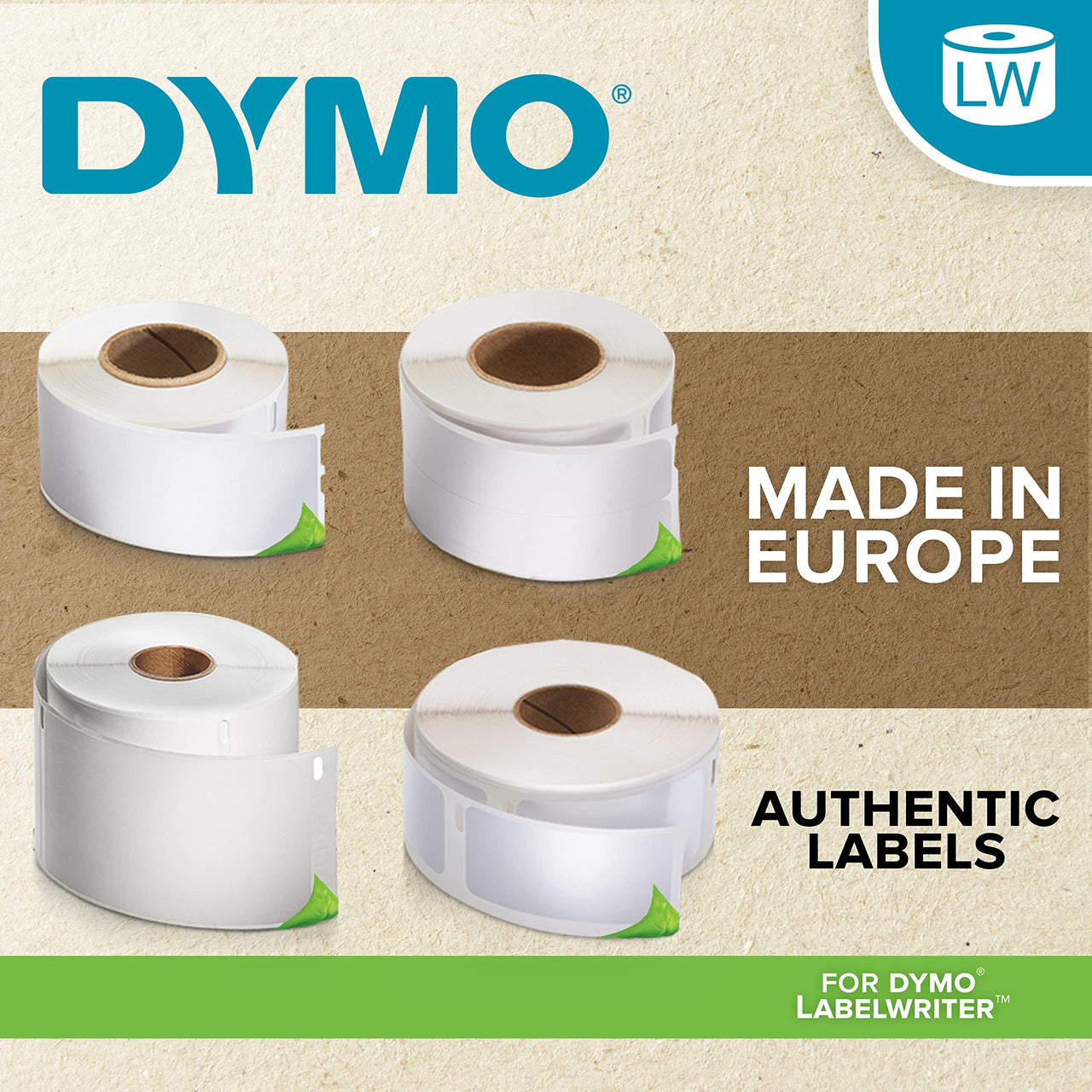 DYMO LW Durable Industrial Labels for LabelWriter Label Printers, White Poly, 1 x 1, 2 Rolls of 850 (1933083)