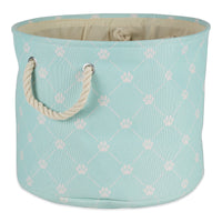 Bone Dry Pet Storage Collection Paw and Bone Print, Small Round, 9x12x12, Aqua Trellis Small Round, 9x12x12