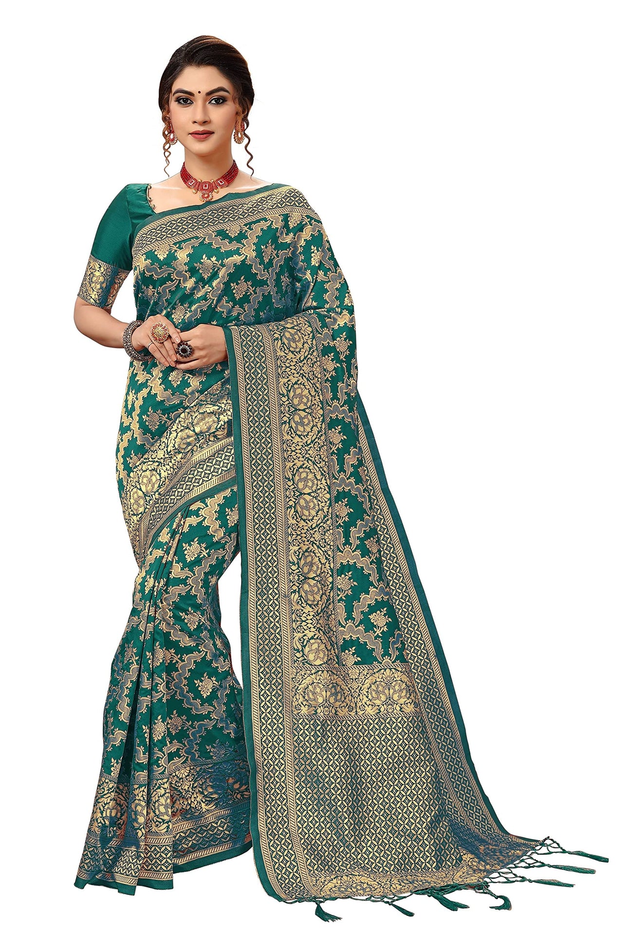 Nivah Fashion Women's  Banarasi Art Silk Saree with Blouse Piece