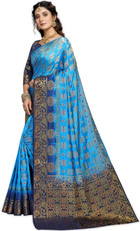 iZibra Women's  Kanchipuram Silk Sarees With Blouse Piece