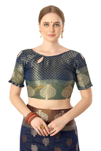 Jaam Silk Fashion Women's  kanjivaram Woven Pattu Silk Blend Saree with Blouse Piece