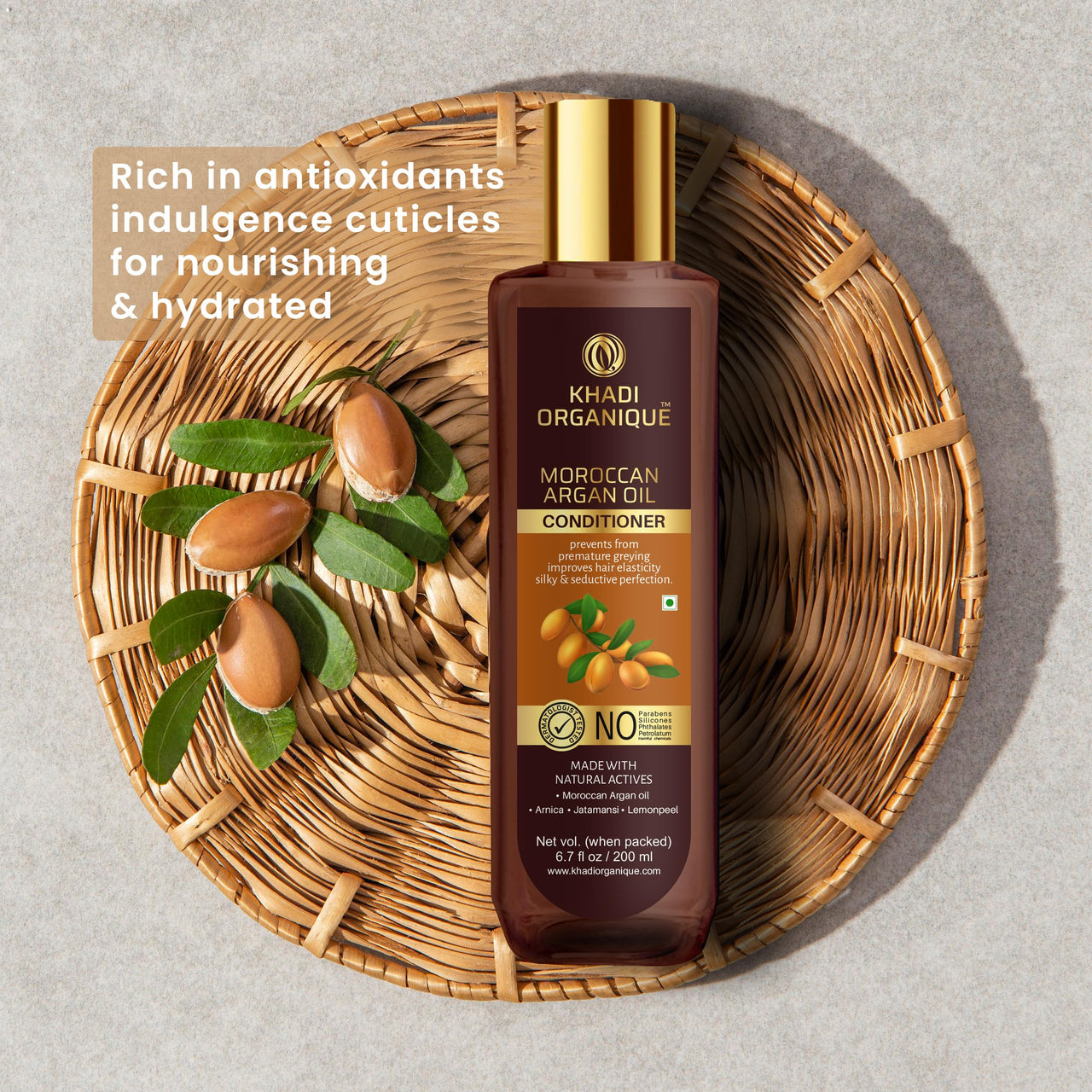 Khadi Organique Moroccan Argan Oil Hair Conditioner For Dry Hair | Frizz Free Hair - 200ML