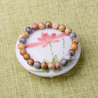 WRCXSTONE Natural 8mm Gorgeous Semi-Precious Gemstones Healing Crystal Stretch Beaded Bracelet Unisex Crazy Lace Agate