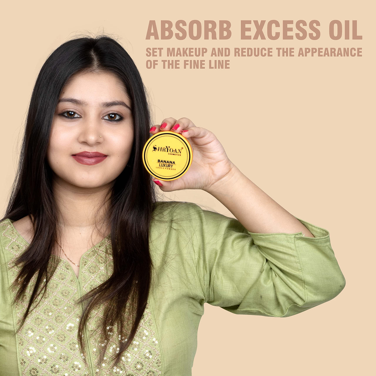Shryoan Banana Luxury Loose Powder|Oil Control Banana Loose Powder | Make Up Setting Loose Powder| Long-lasting Coverage Reduces Shine (Pack of 1)