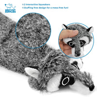 Best Pet Supplies 2-in-1 Stuffless Squeaky Dog Toys with Soft, Durable Fabric for Small, Medium, and Large Pets, No Stuffing for Indoor Play, Holds a Plastic Bottle - Fox, Raccoon, Medium