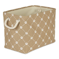 Bone Dry Pet Storage Collection Paw and Bone Print, Large Rectangle, 17.5x12x15, Taupe Trellis
