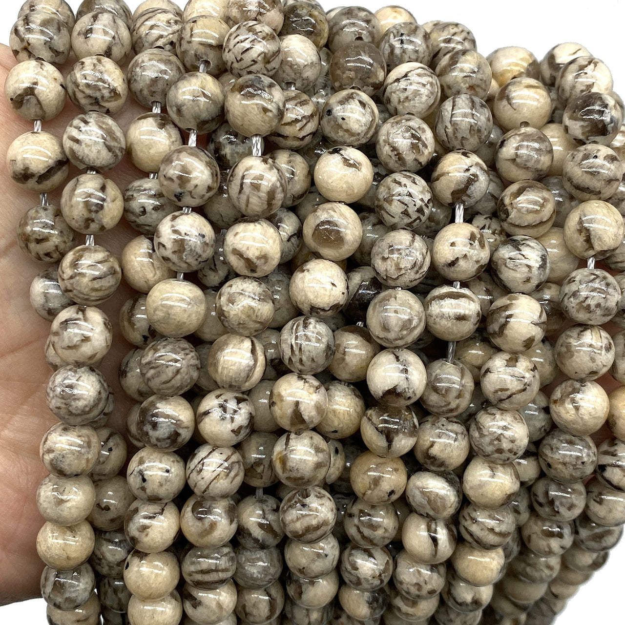 ABCGEMS Madagascan Zebradorite Feldspar Beads (AKA Graphic Feldspath) Healing Energy Crystal Stone Ideal for Bracelet Necklace Ring DIY Jewelry Making Craft Men Women Smooth Round Tiny 6mm Zebradorite Feldspar (From Madagascar)