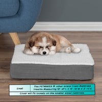 PETMAKER Dog Bed Replacement Cover ? Pet Duvet with Sherpa Top and Non-Slip Bottom, Gray Micro Suede -Dog Bed Washable Removable Cover (Small) 23.0