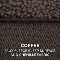 Furhaven Replacement Dog Bed Cover Sherpa & Chenille Sofa-Style, Machine Washable - Coffee, Medium Cover Only 30.0
