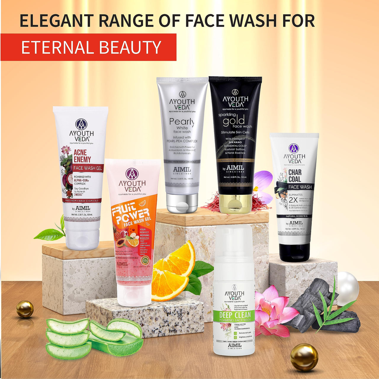AYOUTHVEDA Fruit Power 100 Ml Face Wash Gel For Glowing Skin| Face Wash, Vitamin A, C & Anti-Oxidants | All Skin Types | Facial Cleanser For Daily Use (Pack 2; 100Ml Each)