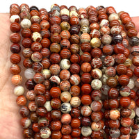 ABCGEMS Morgan-Hill California White-Lace Poppy Jasper Beads (Gorgeous Crystal Quartz Inclusion) Healing Crystal Stone Ideal for Bracelet Necklace Ring DIY Jewelry Making Men Women Smooth Round 8mm White-Lace Poppy Jasper (From USA)