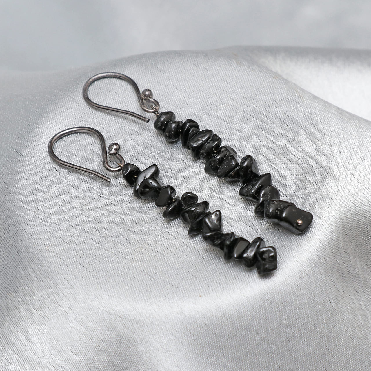 Gempires Natural Black Tourmaline Chips Crystal Earring, Crystals Earring, Energy Healing Crystals, Birthday, Gift for Her, Gemstone Jewelry (Black Tourmaline)