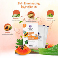 Ayouthveda Papaya and Aloe Vera Face Pack Powder for Glowing & Rejuvenating Skin | Removes Blemish & Wrinkle & Promotes Skin Health | Suitable for all skin Type (10g X 8 Sachets) (Pack of 1)