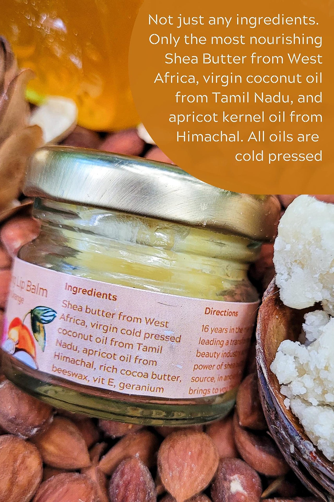 The Nature Mill Shea Coconut Moisturizing Lip Balm, Shea Butter, Virgin Coconut Oil, Apricot Oil, Geranium Orange Essential Oils, all natural, to make dry lips soft 20G