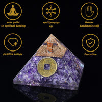Crocon Amethyst orgone Pyramid Healing Stone orgonite Gemstone Pyramid Stones Reiki Crystal Balancing Meditation Chakra organite Gift Home Office Decor Size 3 inch app. Amethyst Stone