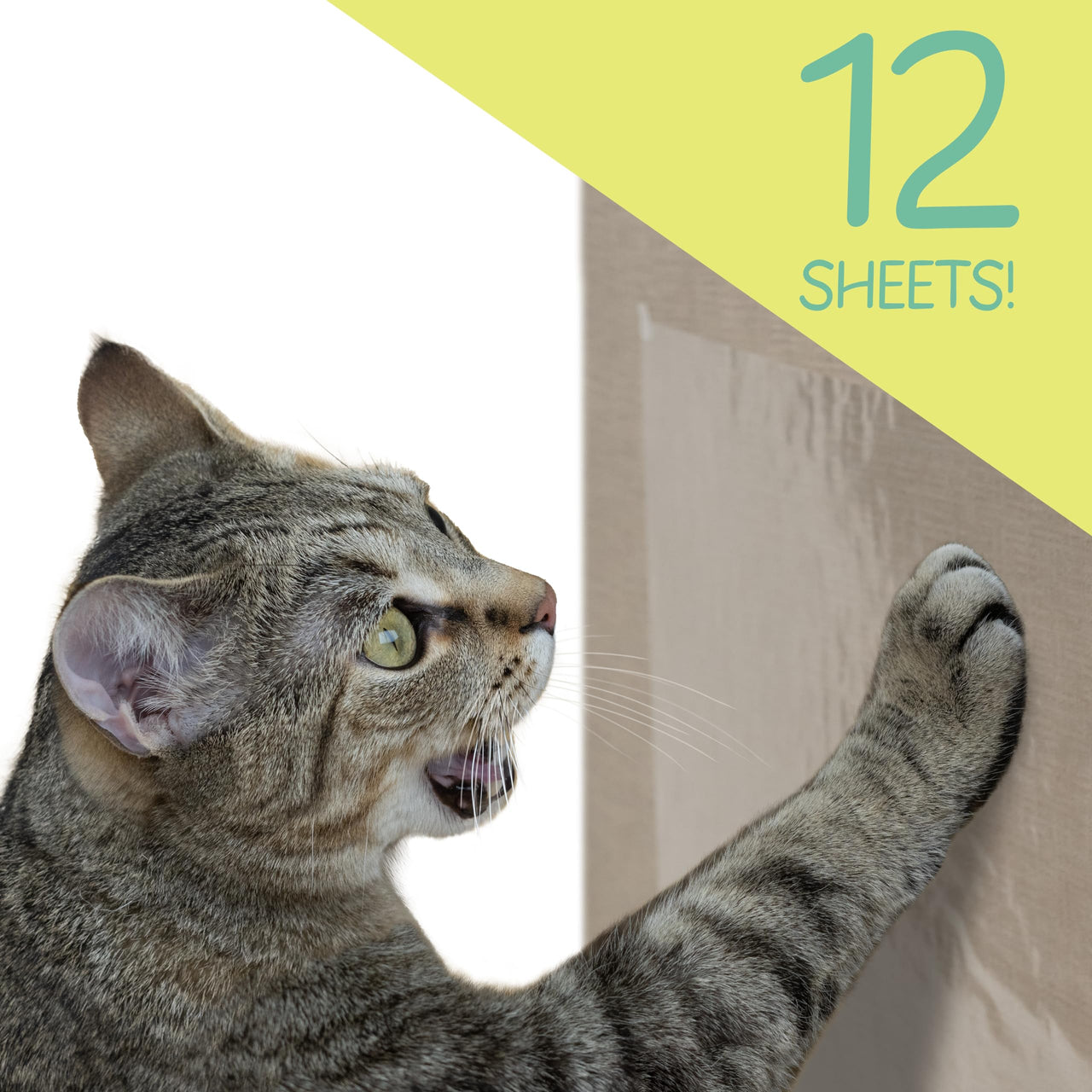 Kitty City XL Wide Corrugate Cat Scratchers 3 Pieces, Cat Scratching, Cat Scratch Pad, Door Clips, Furniture Protectors from Cat Scratching 12-Pack Double Sided Tape Protector