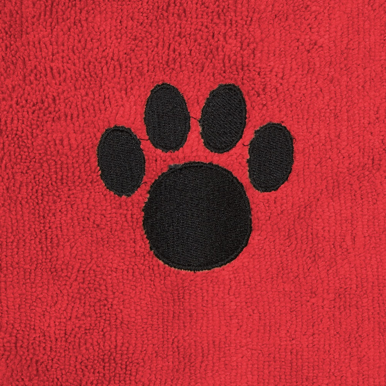 Bone Dry Pet Robe Collection, Embroidered Absorbent Microfiber Bath Robe with Adjustable Closure, for Dogs & Cats, Medium, Red